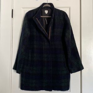 J. Crew Factory Boucle City Coat Black Watch Plaid Women's 12